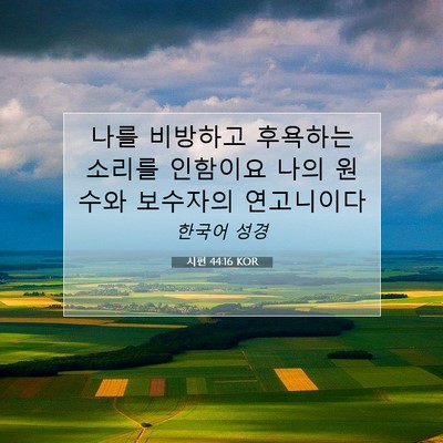 Picture 07 - 시편 44:16 KOR - 나를 비방하고 후욕하는 소리를 - Bible Verse Picture