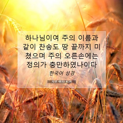 Picture 07 - 시편 48:10 KOR - 하나님이여 주의 이름과 같이 찬송도 - Bible Verse Picture