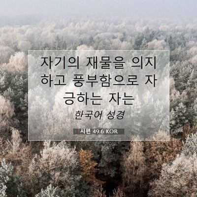 Picture 07 - 시편 49:6 KOR - 자기의 재물을 의지하고 풍부함으로 - Bible Verse Picture
