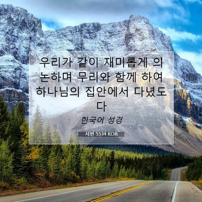 Picture 07 - 시편 55:14 KOR - 우리가 같이 재미롭게 의논하며 - Bible Verse Picture