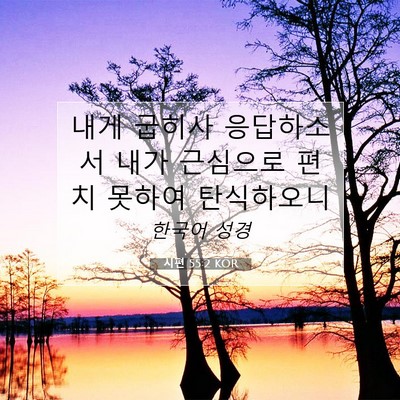 Picture 07 - 시편 55:2 KOR - 내게 굽히사 응답하소서 내가 - Bible Verse Picture