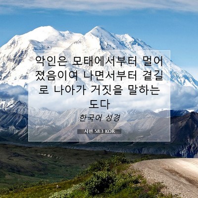 Picture 07 - 시편 58:3 KOR - 악인은 모태에서부터 멀어졌음이여 - Bible Verse Picture