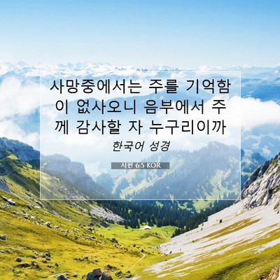Picture 07 - 시편 6:5 KOR - 사망중에서는 주를 기억함이 - Bible Verse Picture