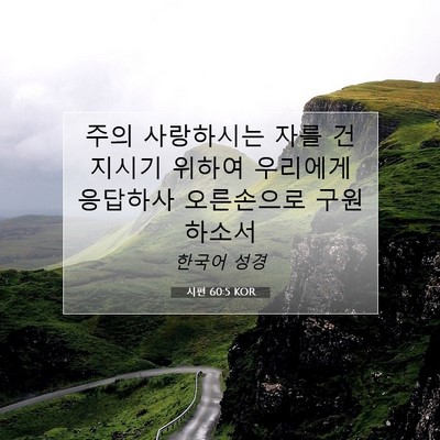 Picture 07 - 시편 60:5 KOR - 주의 사랑하시는 자를 건지시기 - Bible Verse Picture