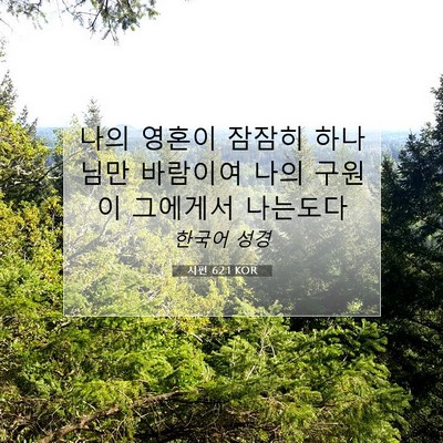 Picture 07 - 시편 62:1 KOR - 나의 영혼이 잠잠히 하나님만 - Bible Verse Picture