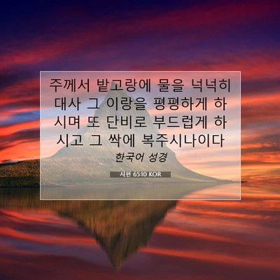 Picture 07 - 시편 65:10 KOR - 주께서 밭고랑에 물을 넉넉히 대사 - Bible Verse Picture