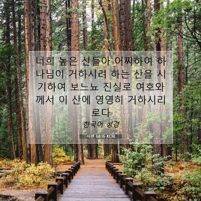 Picture 07 - 시편 68:16 KOR - 너희 높은 산들아 어찌하여 하나님이 - Bible Verse Picture