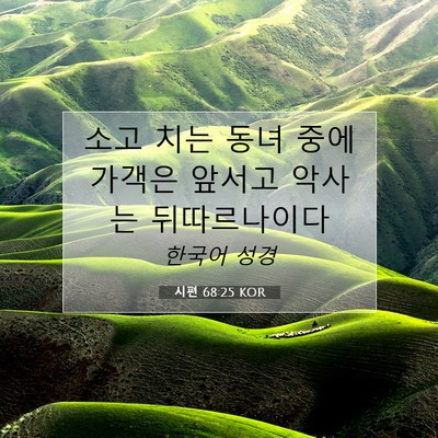 Picture 07 - 시편 68:25 KOR - 소고 치는 동녀 중에 가객은 앞서고 - Bible Verse Picture