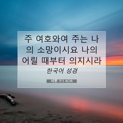 Picture 07 - 시편 71:5 KOR - 주 여호와여 주는 나의 소망이시요 - Bible Verse Picture
