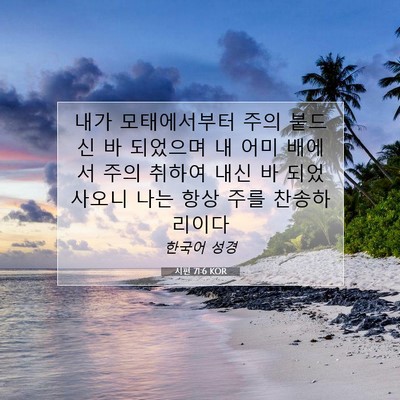 Picture 07 - 시편 71:6 KOR - 내가 모태에서부터 주의 붙드신 바 - Bible Verse Picture