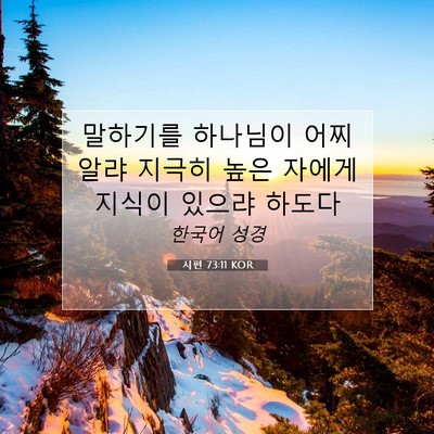 Picture 07 - 시편 73:11 KOR - 말하기를 하나님이 어찌 알랴 지극히 - Bible Verse Picture