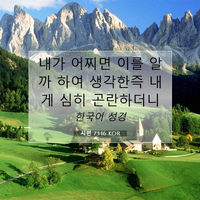 Picture 07 - 시편 73:16 KOR - 내가 어찌면 이를 알까 하여 - Bible Verse Picture