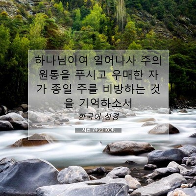 Picture 07 - 시편 74:22 KOR - 하나님이여 일어나사 주의 원통을 - Bible Verse Picture