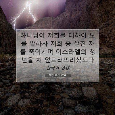 Picture 07 - 시편 78:31 KOR - 하나님이 저희를 대하여 노를 발하사 - Bible Verse Picture