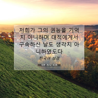 Picture 07 - 시편 78:42 KOR - 저희가 그의 권능을 기억지 아니하며 - Bible Verse Picture