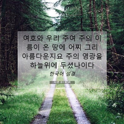 Picture 07 - 시편 8:1 KOR - 여호와 우리 주여 주의 이름이 온 - Bible Verse Picture