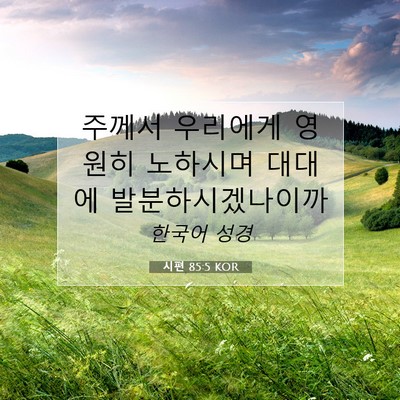 Picture 07 - 시편 85:5 KOR - 주께서 우리에게 영원히 노하시며 - Bible Verse Picture