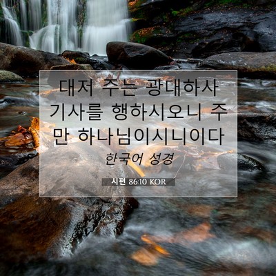Picture 07 - 시편 86:10 KOR - 대저 주는 광대하사 기사를 - Bible Verse Picture