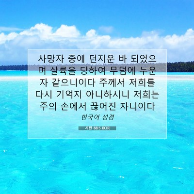 Picture 07 - 시편 88:5 KOR - 사망자 중에 던지운 바 되었으며 - Bible Verse Picture