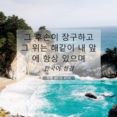 Picture 07 - 시편 89:36 KOR - 그 후손이 장구하고 그 위는 해같이 - Bible Verse Picture