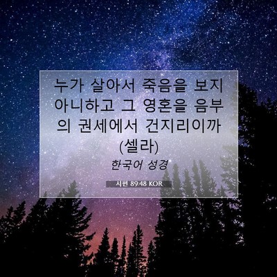 Picture 07 - 시편 89:48 KOR - 누가 살아서 죽음을 보지 아니하고 - Bible Verse Picture