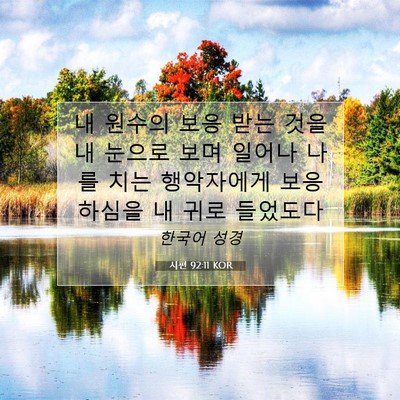 Picture 07 - 시편 92:11 KOR - 내 원수의 보응 받는 것을 내 눈으로 - Bible Verse Picture