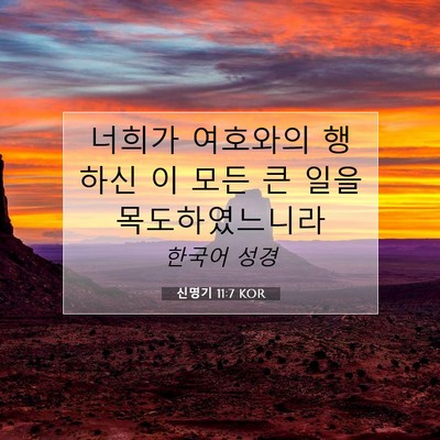 Picture 07 - 신명기 11:7 KOR - 너희가 여호와의 행하신 이 모든 큰 - Bible Verse Picture