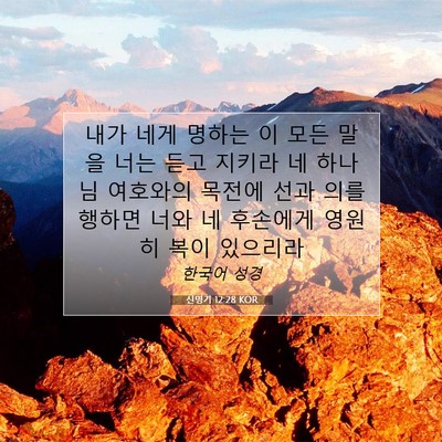 Picture 07 - 신명기 12:28 KOR - 내가 네게 명하는 이 모든 말을 너는 - Bible Verse Picture
