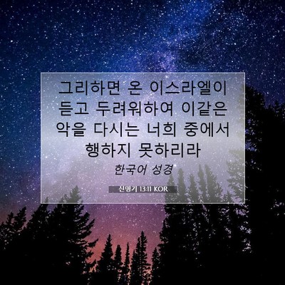 Picture 07 - 신명기 13:11 KOR - 그리하면 온 이스라엘이 듣고 - Bible Verse Picture