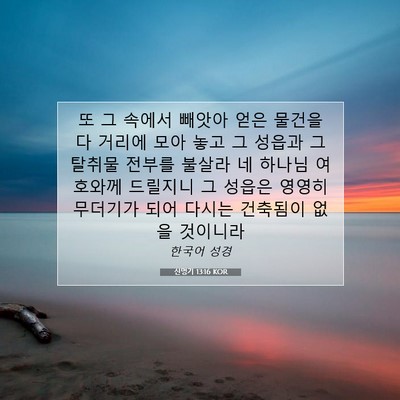 Picture 07 - 신명기 13:16 KOR - 또 그 속에서 빼앗아 얻은 물건을 다 - Bible Verse Picture
