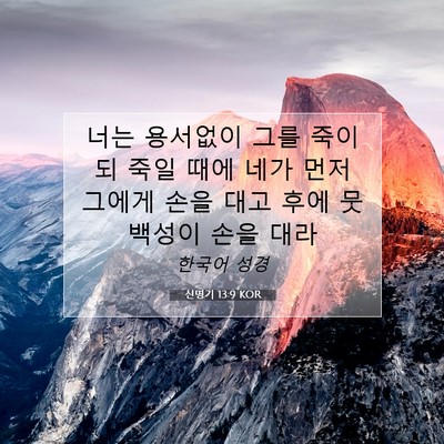 Picture 07 - 신명기 13:9 KOR - 너는 용서없이 그를 죽이되 죽일 - Bible Verse Picture