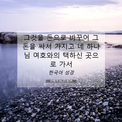 Picture 07 - 신명기 14:25 KOR - 그것을 돈으로 바꾸어 그 돈을 싸서 - Bible Verse Picture