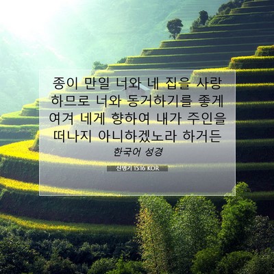 Picture 07 - 신명기 15:16 KOR - 종이 만일 너와 네 집을 사랑하므로 - Bible Verse Picture