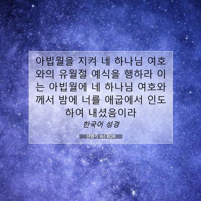 Picture 07 - 신명기 16:1 KOR - 아빕월을 지켜 네 하나님 여호와의 - Bible Verse Picture