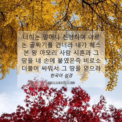 Picture 07 - 신명기 2:24 KOR - 너희는 일어나 진행하여 아르논 - Bible Verse Picture