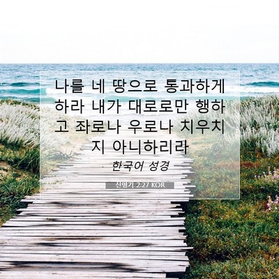 Picture 07 - 신명기 2:27 KOR - 나를 네 땅으로 통과하게 하라 내가 - Bible Verse Picture