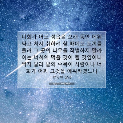 Picture 07 - 신명기 20:19 KOR - 너희가 어느 성읍을 오래 동안 - Bible Verse Picture