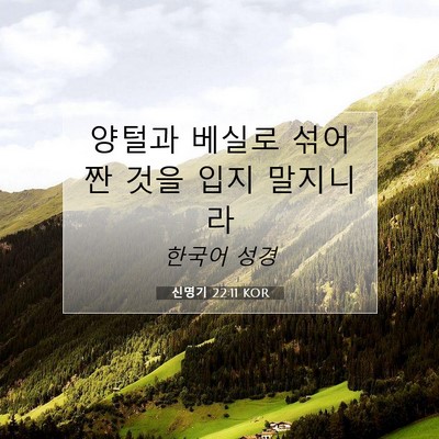 Picture 07 - 신명기 22:11 KOR - 양털과 베실로 섞어 짠 것을 입지 - Bible Verse Picture