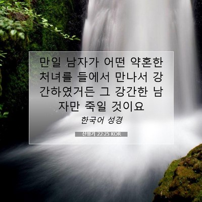 Picture 07 - 신명기 22:25 KOR - 만일 남자가 어떤 약혼한 처녀를 - Bible Verse Picture