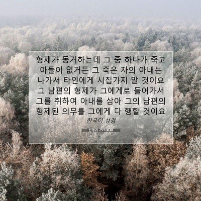 Picture 07 - 신명기 25:5 KOR - 형제가 동거하는데 그 중 하나가 - Bible Verse Picture
