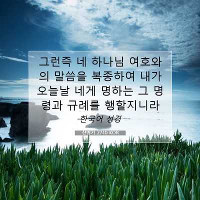 Picture 07 - 신명기 27:10 KOR - 그런즉 네 하나님 여호와의 말씀을 - Bible Verse Picture