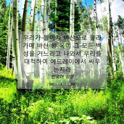 Picture 07 - 신명기 3:1 KOR - 우리가 돌이켜 바산으로 올라가매 - Bible Verse Picture