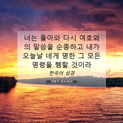Picture 07 - 신명기 30:8 KOR - 너는 돌아와 다시 여호와의 말씀을 - Bible Verse Picture