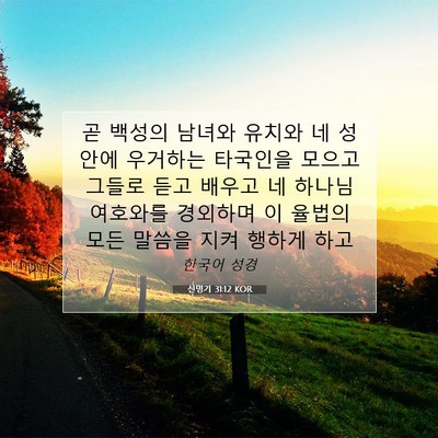 Picture 07 - 신명기 31:12 KOR - 곧 백성의 남녀와 유치와 네 성안에 - Bible Verse Picture