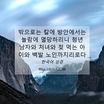 Picture 07 - 신명기 32:25 KOR - 밖으로는 칼에 방안에서는 놀람에 - Bible Verse Picture