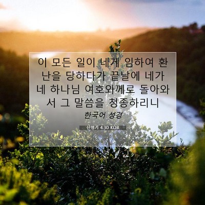 Picture 07 - 신명기 4:30 KOR - 이 모든 일이 네게 임하여 환난을 - Bible Verse Picture