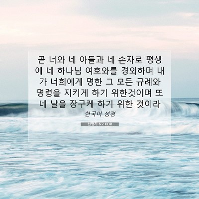 Picture 07 - 신명기 6:2 KOR - 곧 너와 네 아들과 네 손자로 평생에 - Bible Verse Picture