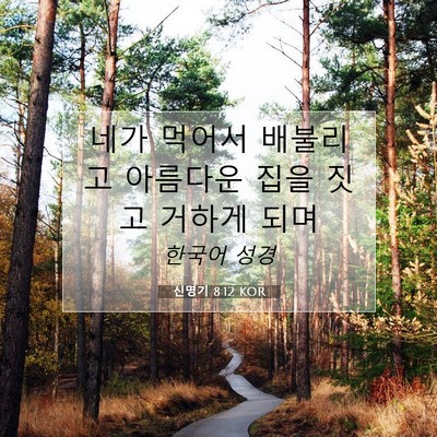 Picture 07 - 신명기 8:12 KOR - 네가 먹어서 배불리고 아름다운 집을 - Bible Verse Picture
