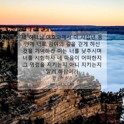 Picture 07 - 신명기 8:2 KOR - 네 하나님 여호와께서 이 사십년 - Bible Verse Picture