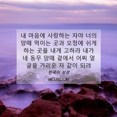 Picture 07 - 아가 1:7 KOR - 내 마음에 사랑하는 자야 너의 양떼 - Bible Verse Picture